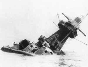 The wreck of the Graf Spee, listing
